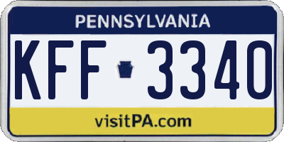PA license plate KFF3340