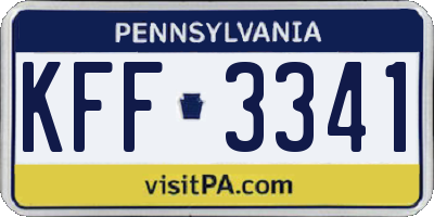 PA license plate KFF3341