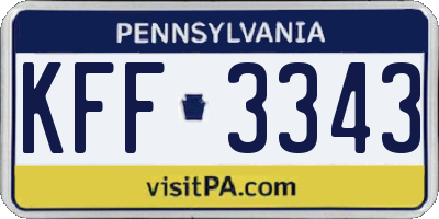 PA license plate KFF3343