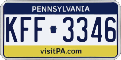 PA license plate KFF3346