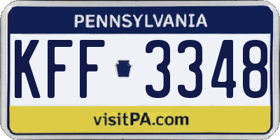 PA license plate KFF3348