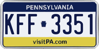 PA license plate KFF3351