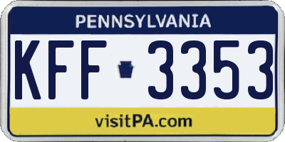 PA license plate KFF3353