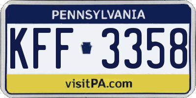 PA license plate KFF3358