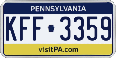 PA license plate KFF3359