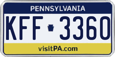 PA license plate KFF3360