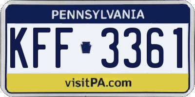 PA license plate KFF3361