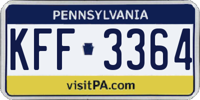 PA license plate KFF3364