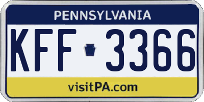 PA license plate KFF3366