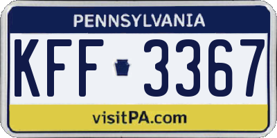 PA license plate KFF3367