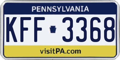 PA license plate KFF3368
