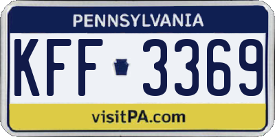 PA license plate KFF3369