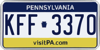 PA license plate KFF3370