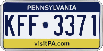 PA license plate KFF3371