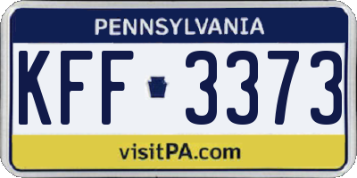 PA license plate KFF3373