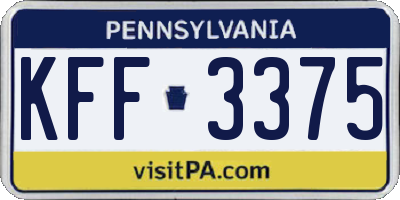 PA license plate KFF3375