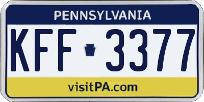 PA license plate KFF3377