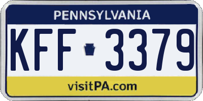 PA license plate KFF3379