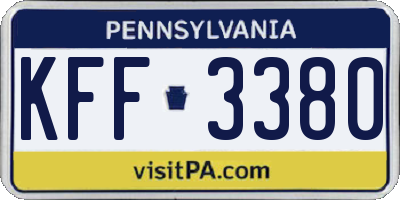 PA license plate KFF3380