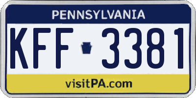 PA license plate KFF3381