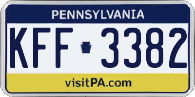 PA license plate KFF3382