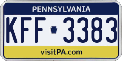 PA license plate KFF3383