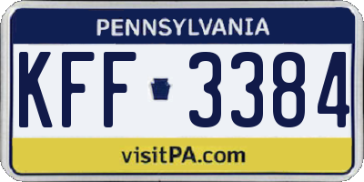 PA license plate KFF3384