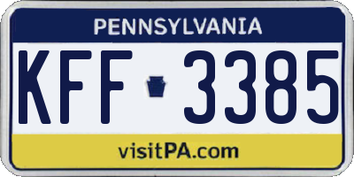 PA license plate KFF3385