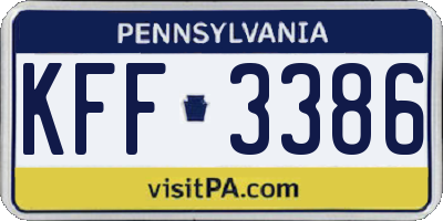 PA license plate KFF3386