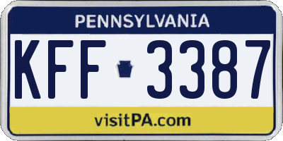 PA license plate KFF3387