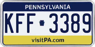 PA license plate KFF3389