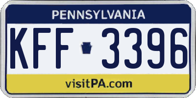 PA license plate KFF3396