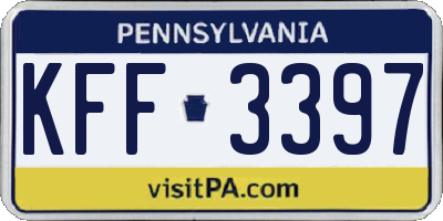 PA license plate KFF3397