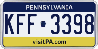 PA license plate KFF3398