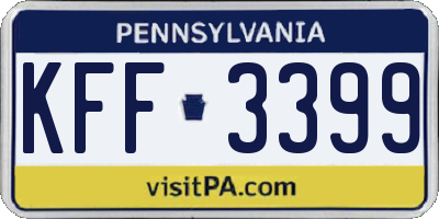 PA license plate KFF3399
