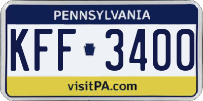 PA license plate KFF3400