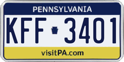 PA license plate KFF3401