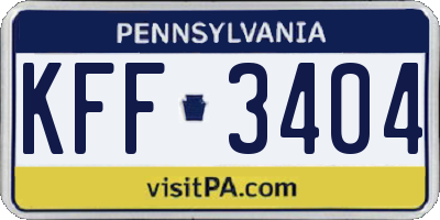 PA license plate KFF3404