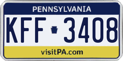 PA license plate KFF3408