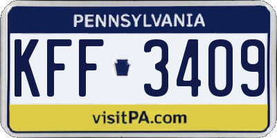 PA license plate KFF3409