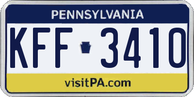 PA license plate KFF3410