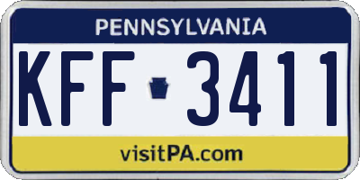 PA license plate KFF3411