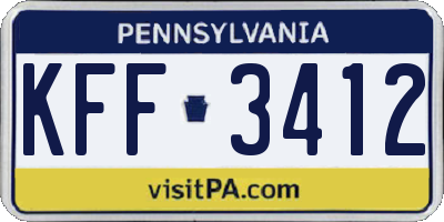 PA license plate KFF3412