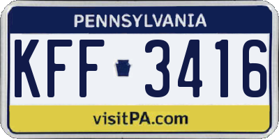 PA license plate KFF3416