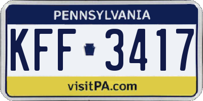 PA license plate KFF3417