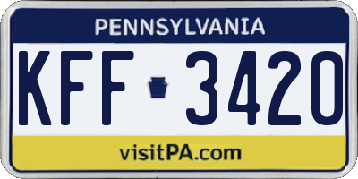 PA license plate KFF3420