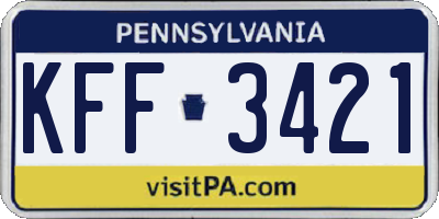 PA license plate KFF3421