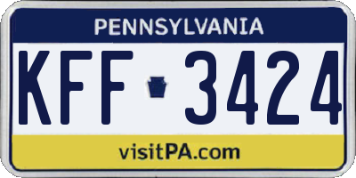PA license plate KFF3424
