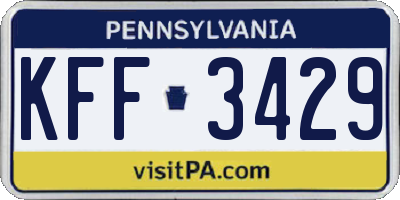 PA license plate KFF3429