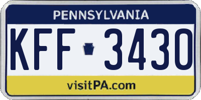 PA license plate KFF3430